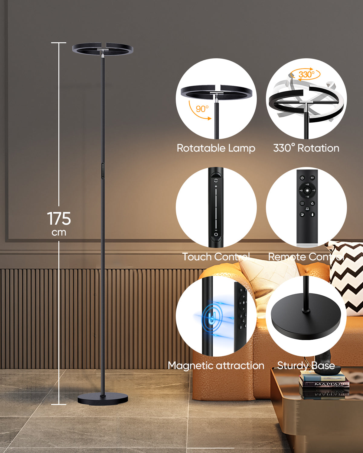 SIBRILLE MF19195 22W Floor Lamps | Black