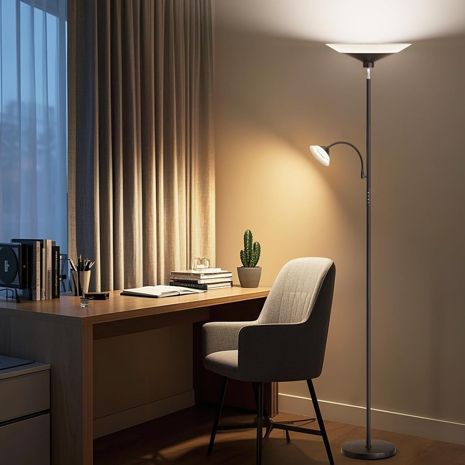 SIBRILLE 2-in-1 Torchiere Floor Lamp