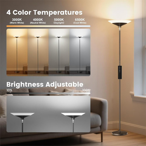 SIBRILLE Torchiere Floor Lamp - 72" Tall LED