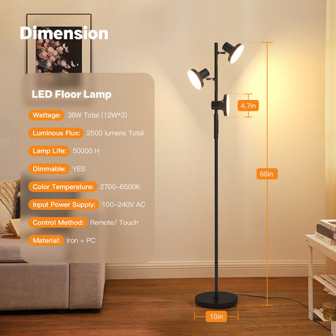 SIBRILLE FLH-036-F1 36W Floor Lamp | Black