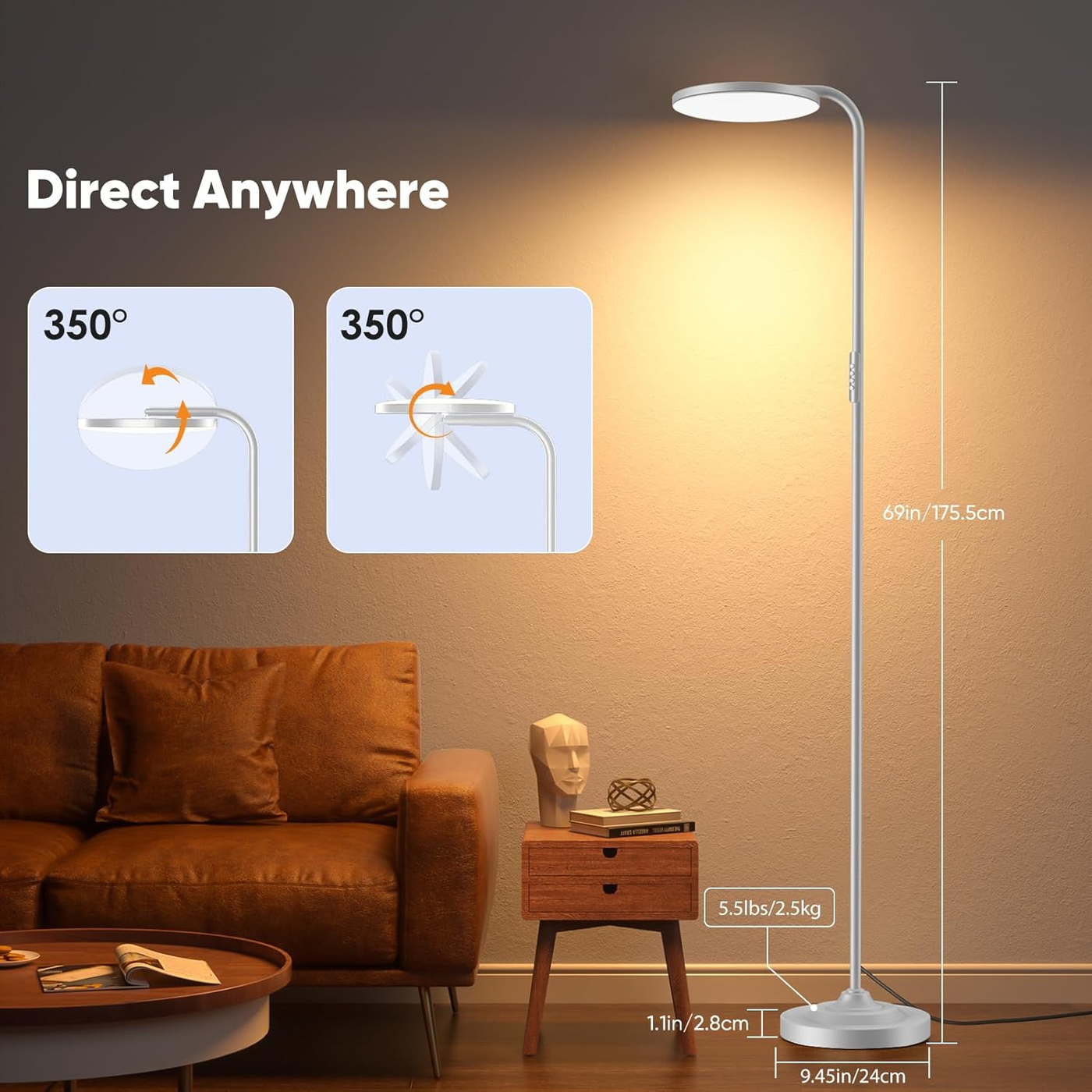 SIBRILLE 36W Rotating Floor Lamp