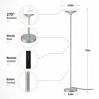SIBRILLE Torchiere Floor Lamp - 72" Tall LED