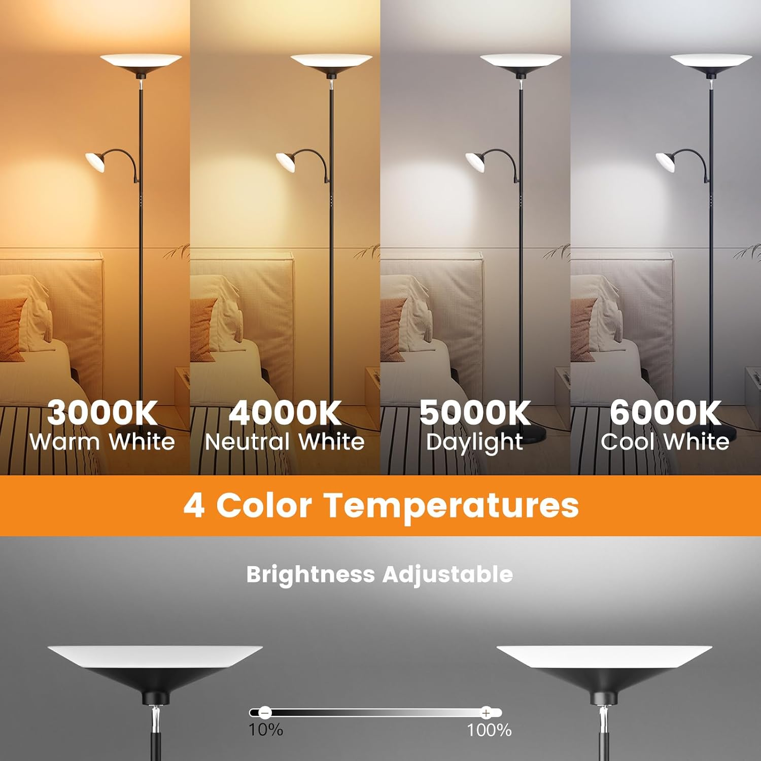 SIBRILLE 2-in-1 Torchiere Floor Lamp
