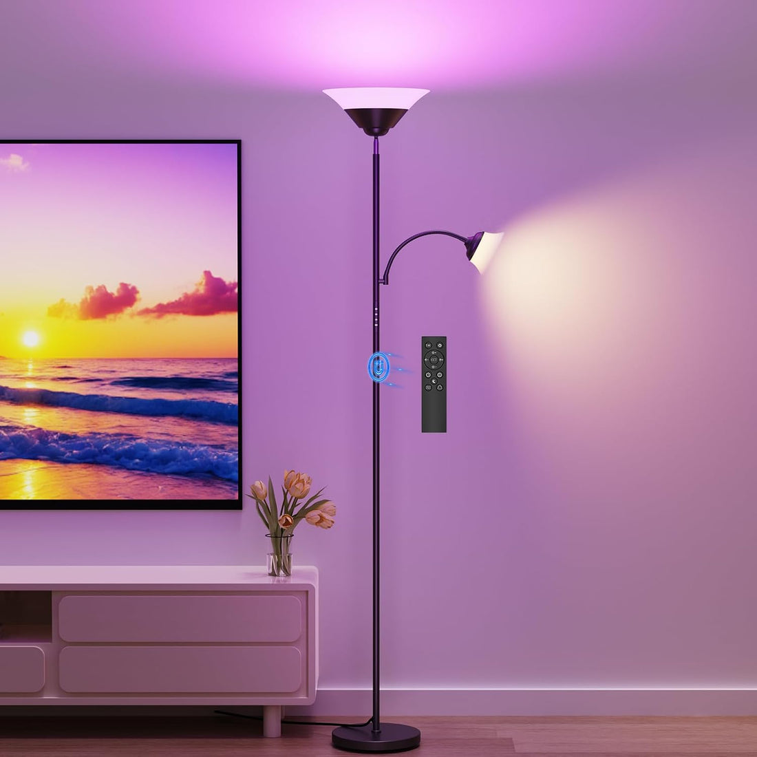 SIBRILLE 34W 2-in-1 Torchiere Floor Lamp with Remote