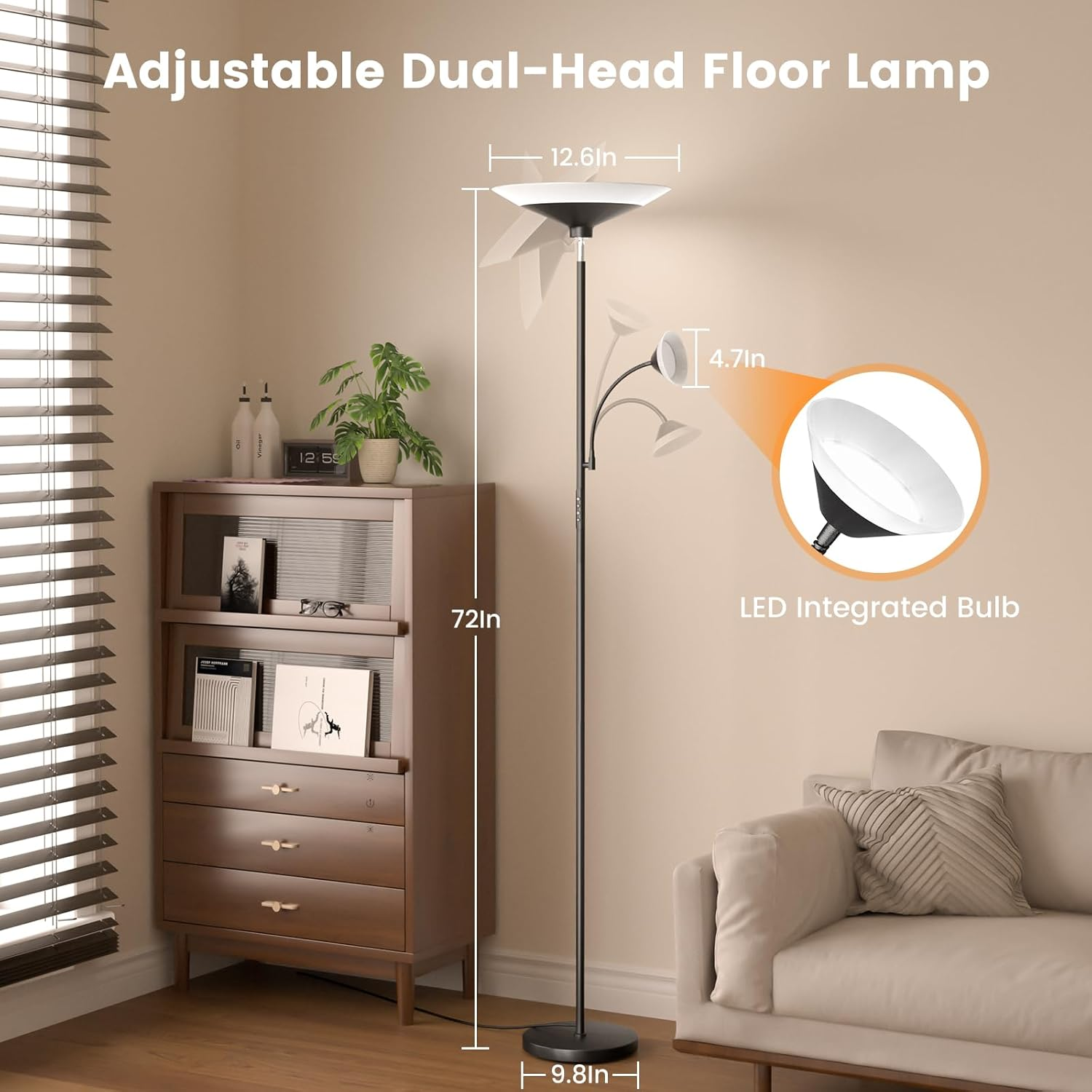 SIBRILLE 2-in-1 Torchiere Floor Lamp