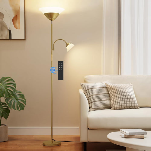 SIBRILLE 34W 2-in-1 Torchiere Floor Lamp - Gold