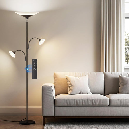 SIBRILLE 42W 3-Light Torchiere Floor Lamp - Black