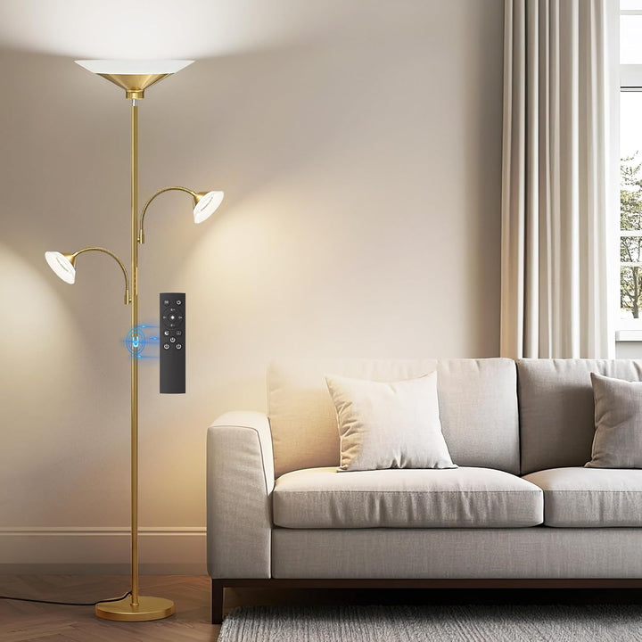 SIBRILLE 42W 3-Light Torchiere Floor Lamp - Gold