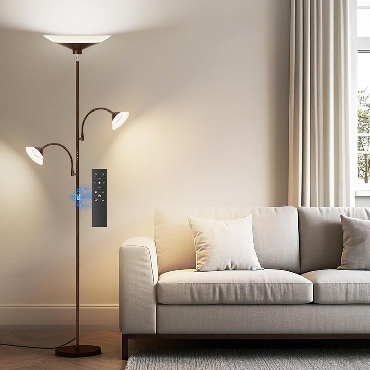 SIBRILLE 42W 3-Light Torchiere Floor Lamp - Brown