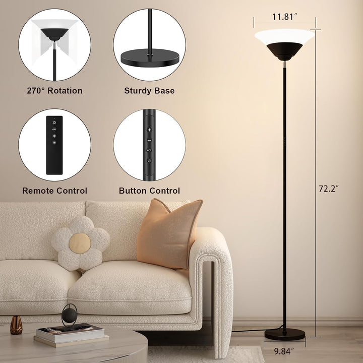 SIBRILLE 30W Torchiere Floor Lamp with Remote – B