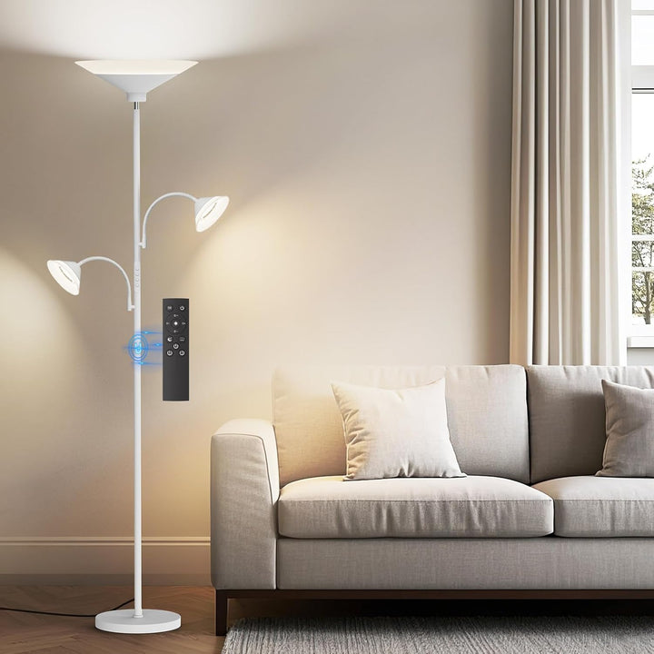 SIBRILLE 42W 3-Light Torchiere Floor Lamp - White