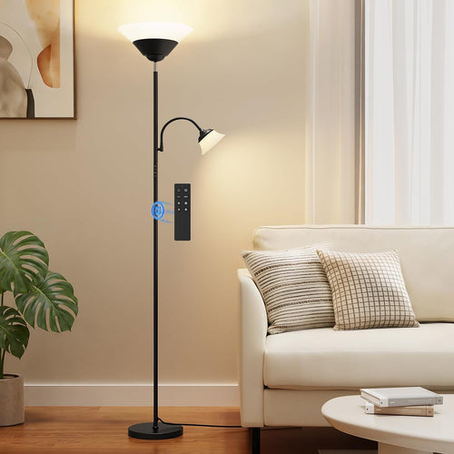 SIBRILLE 34W 2-in-1 Torchiere Floor Lamp - Black