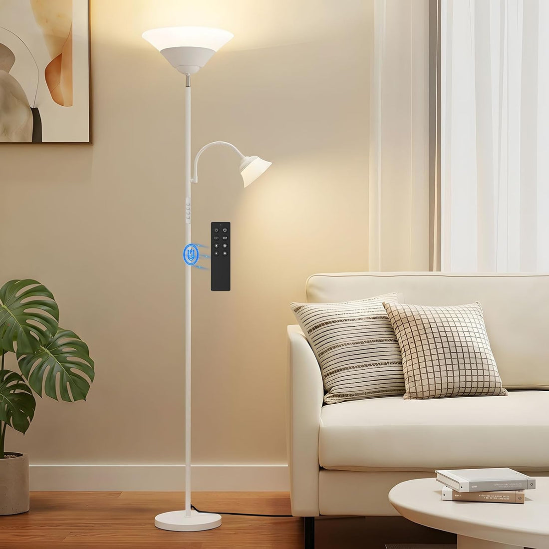 SIBRILLE 34W 2-in-1 Torchiere Floor Lamp with Remote detail