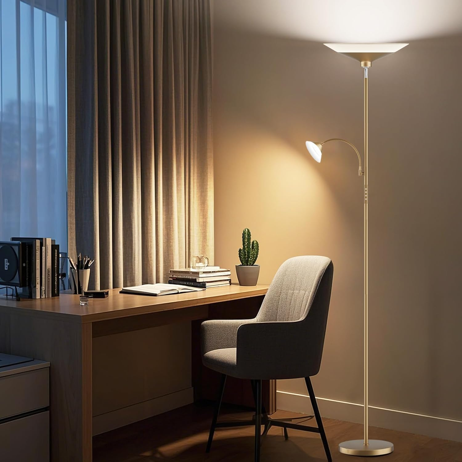 SIBRILLE 2-in-1 Torchiere Floor Lamp