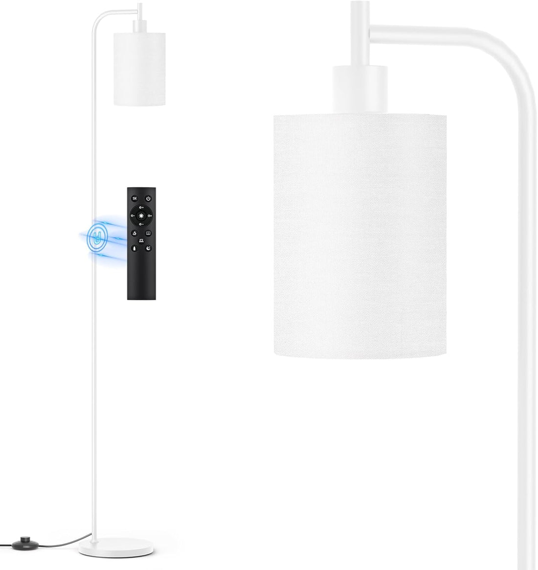 SIBRILLE Linen Shade Floor Lamp with Remote & Foot Switch