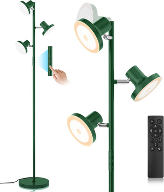 SIBRILLE 3-head LED tree floor lamp: green three-head tree lamp with remote.