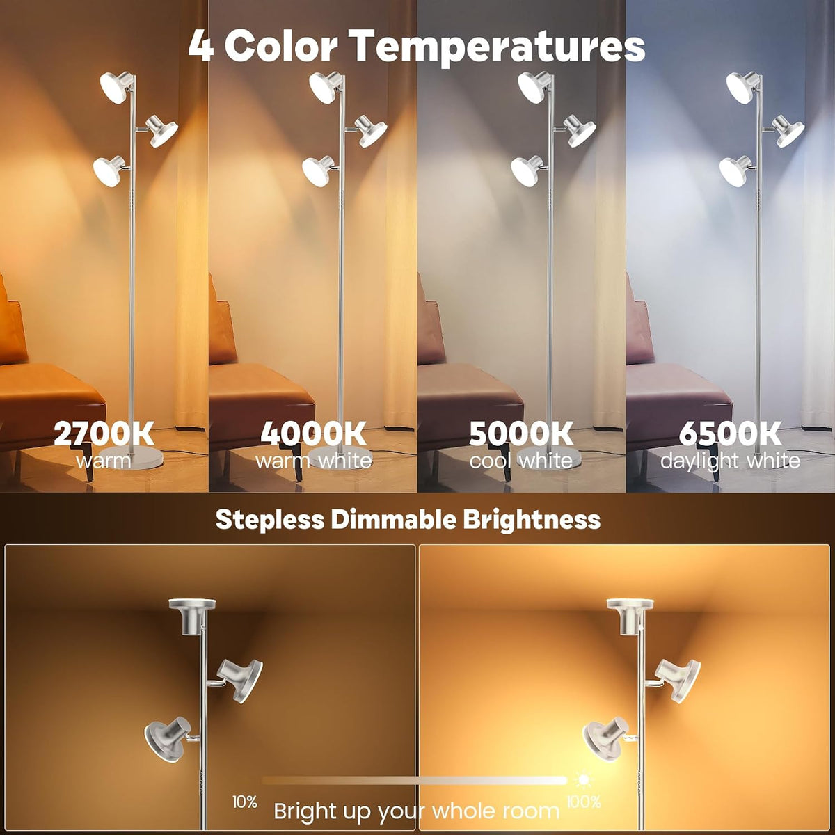 SIBRILLE 3-Head LED Tree Floor Lamp