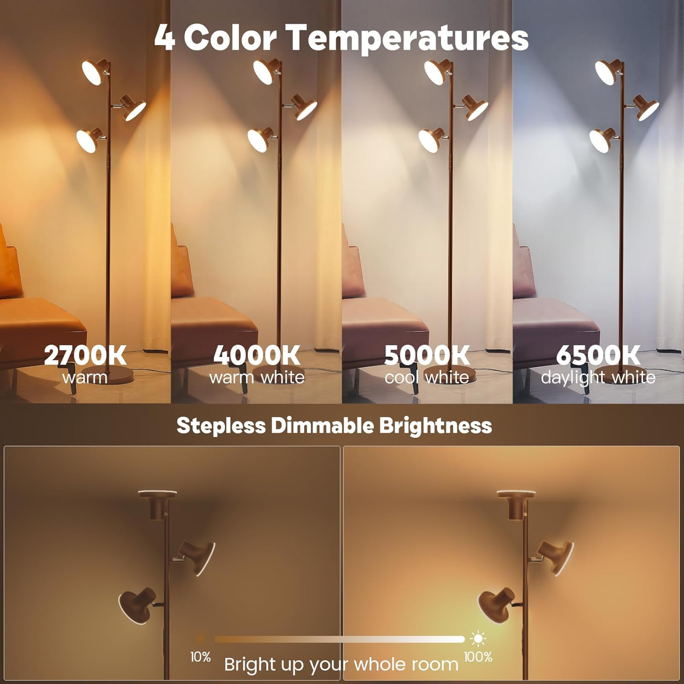 SIBRILLE 3-Head LED Tree Floor Lamp orange gallery image 7