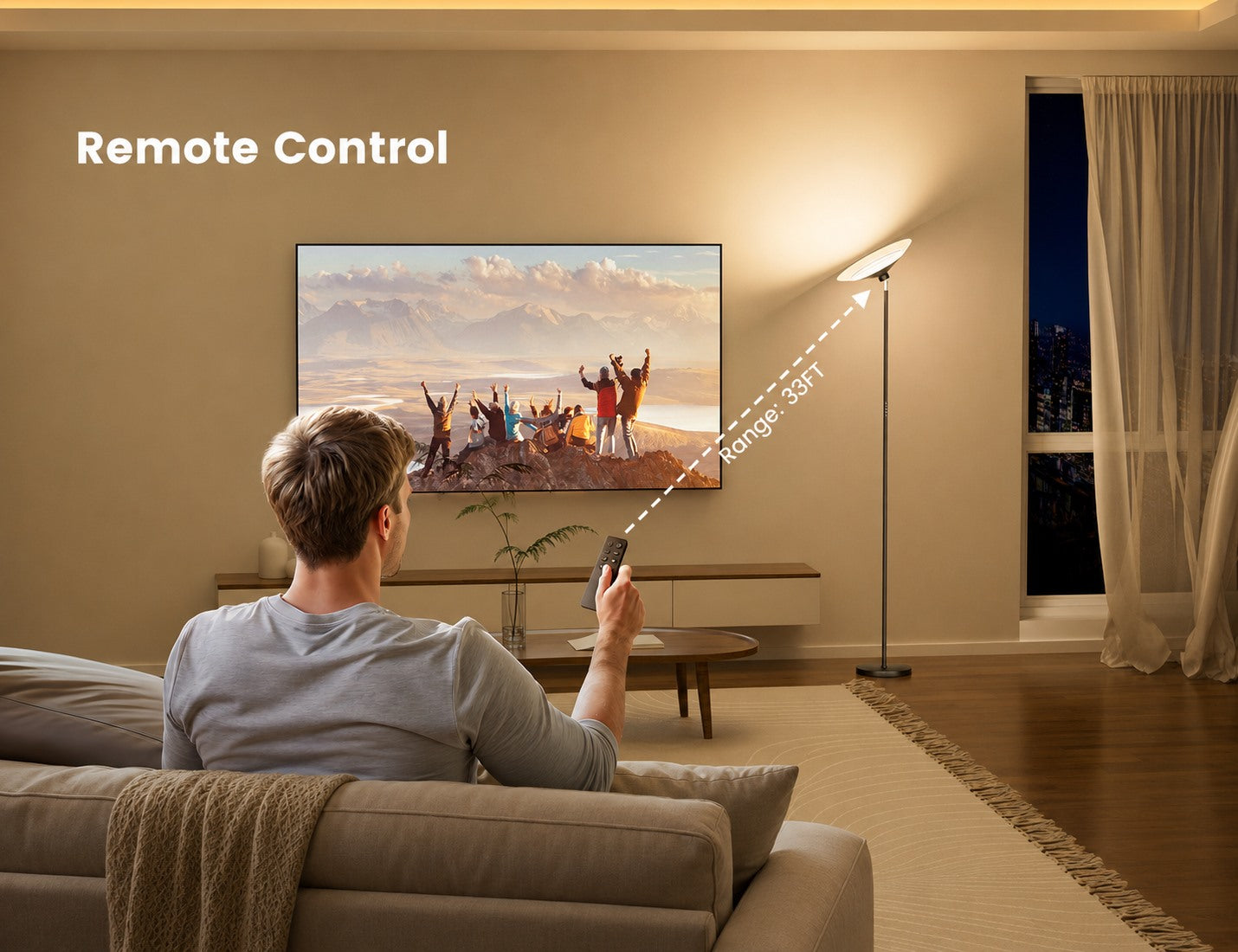 Sibrille floor lamp remote control range in a living room